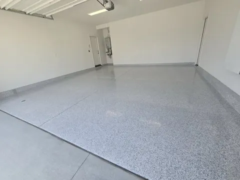 Light gray epoxy floor coating in garage